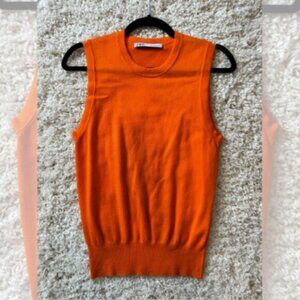 Zara Orange Sleeveless Crewneck Sweater